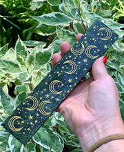 Load image into Gallery viewer, Green Jade Crystal Charging Stick / Plate Moon & Stars Etched