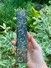 Load image into Gallery viewer, Green Jade Crystal Charging Stick / Plate Moon & Stars Etched