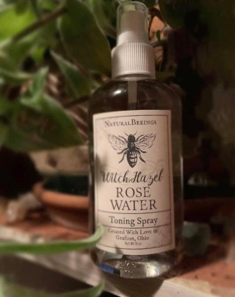 Witch Hazel Rose Water Toning Spray Gemstone Elixir and Crystals / Facial Toner / Healthy Glowing Skin