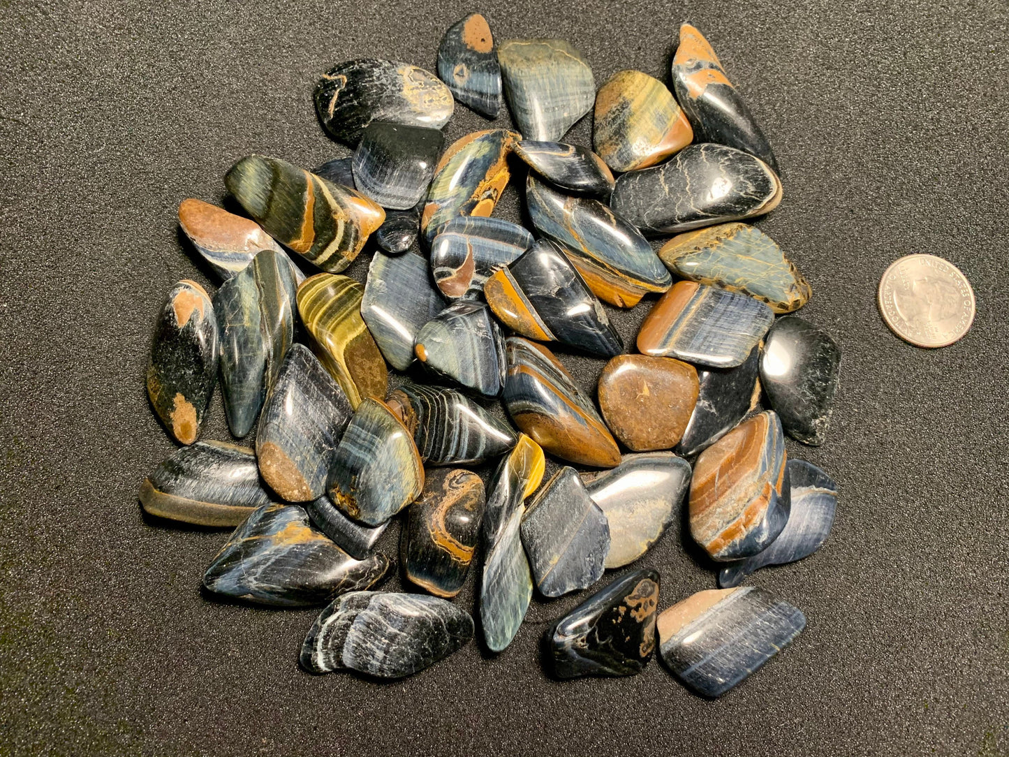 Blue Tigers Eye Tumbled Stones / Natural Crystal Gemstones