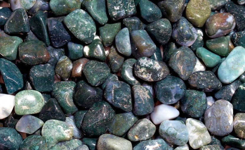 Green Moss Agate Tumbled Gemstones