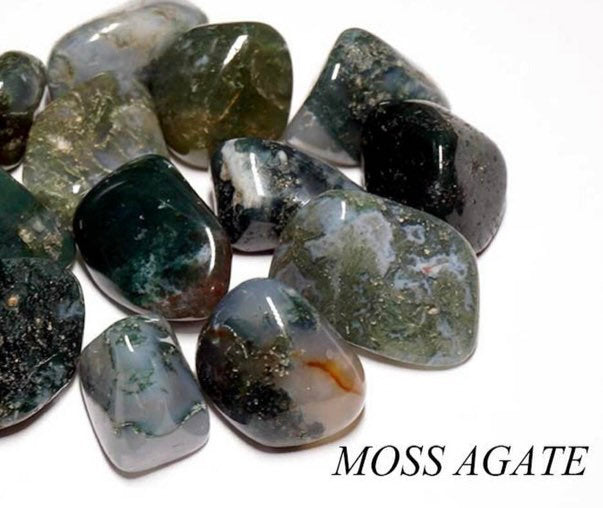 Green Moss Agate Tumbled Gemstones