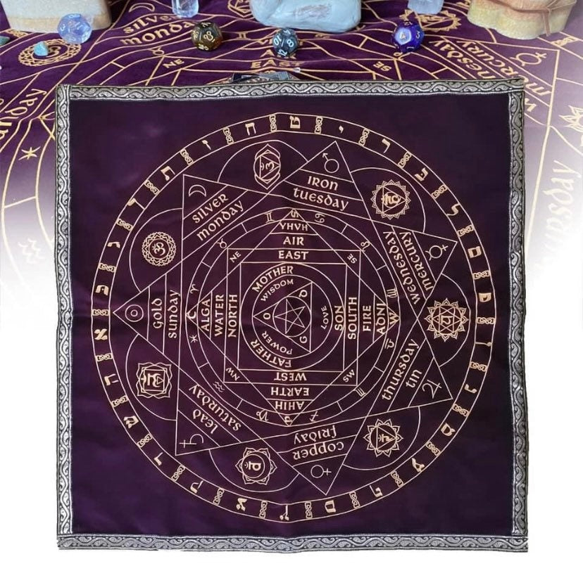 Elemental Chakra Crystal Grid Altar Cloth