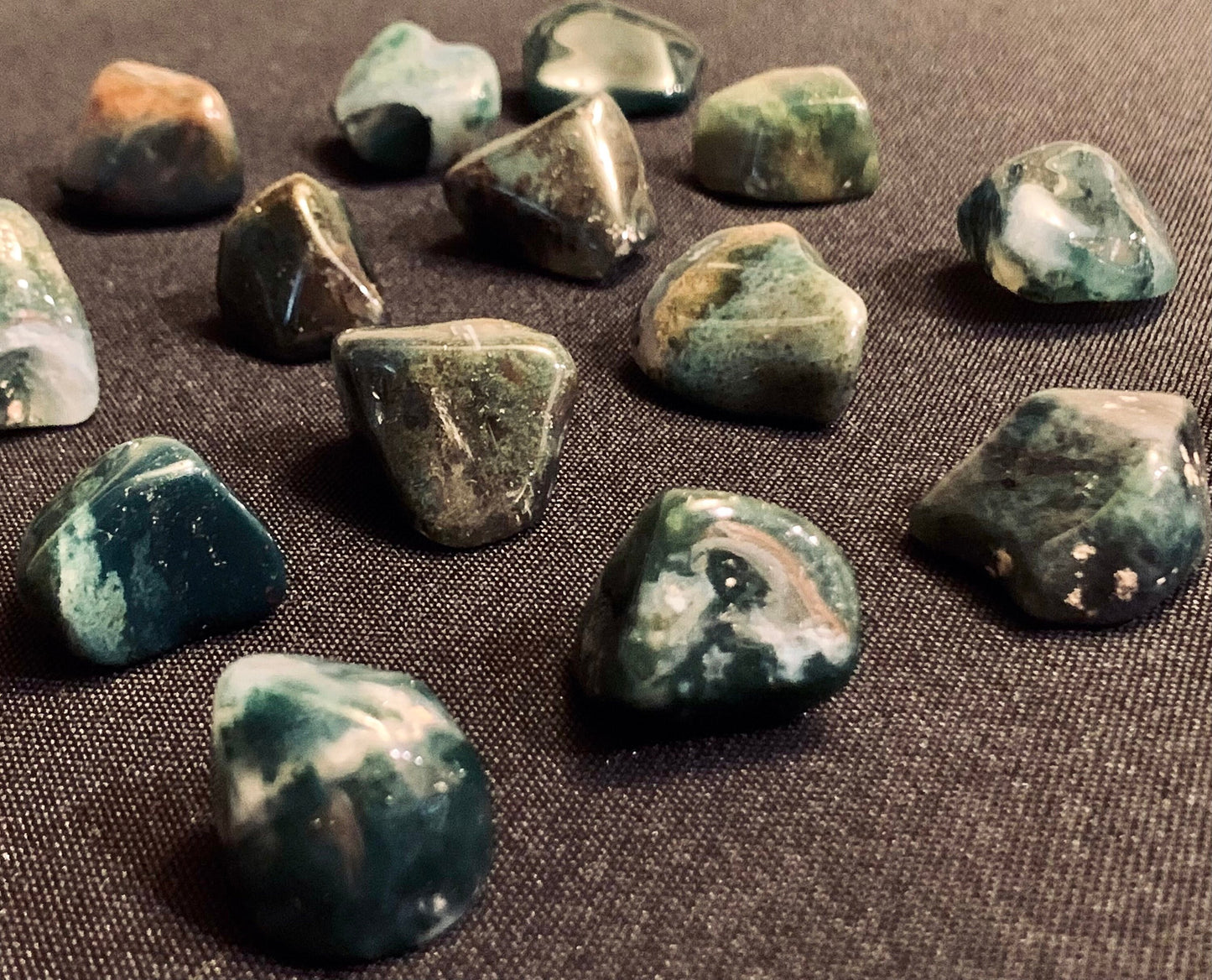 Green Moss Agate Tumbled Polished Stones Natural Crystal Gemstones