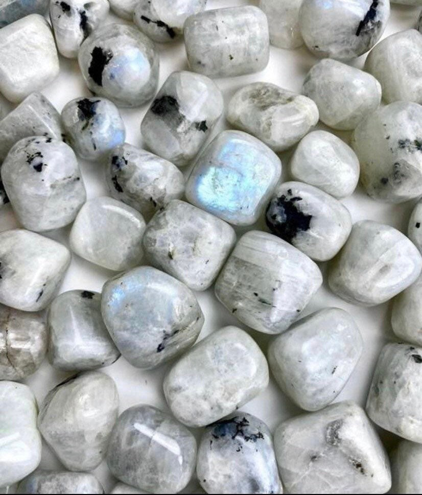 Rainbow Moonstone Tumbled Polished Stones Natural Crystal Gemstones