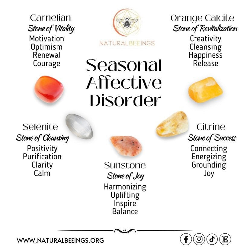 Seasonal Affective Disorder Stones / Crystal Healing Set / Crystal Prescription / Metaphysical Healing