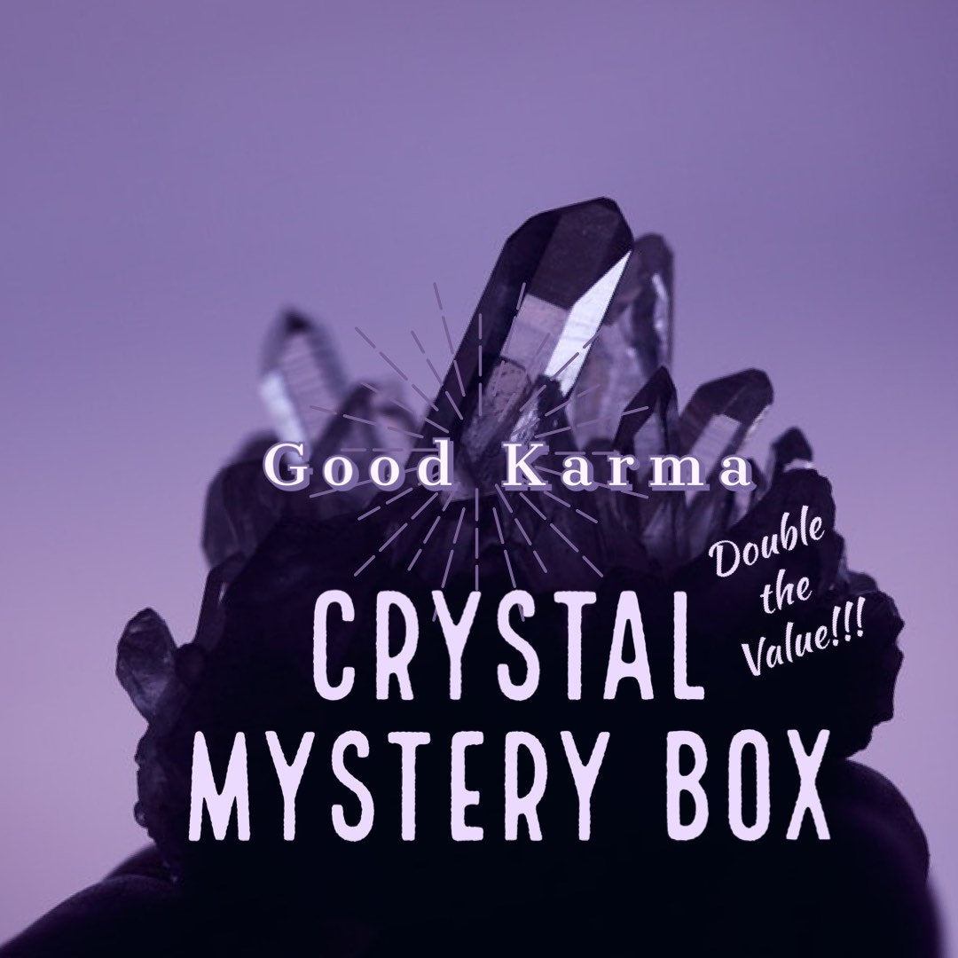 Good Karma Crystal Mystery Surprise Box / Crystals, Trolls, Herbs, Jewelry, Essential Oils, Incense, Candles
