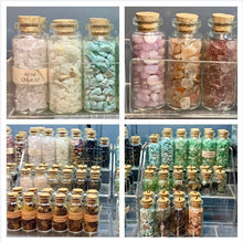 Load image into Gallery viewer, Mini Crystal Chip Bottle Set / Select Your Own Small Gemstone Chip Bottles / Different Types Crystal Chip Jars / Tiny Tumbled Crystal Jars
