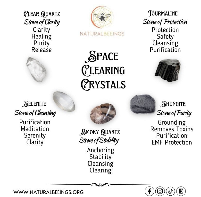 Space Clearing Crystal Grid Set / Energy Cleansing Crystals  / Zig Zag Crystal Grid / Negative Energy Clearing