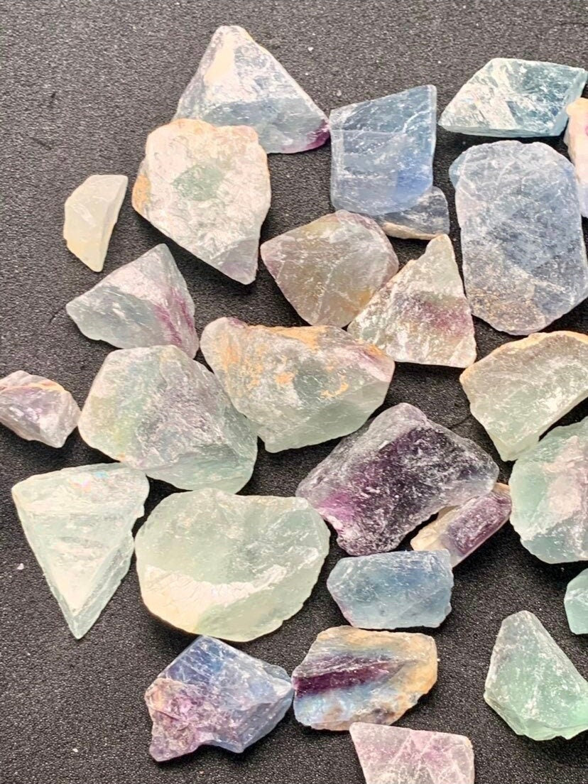 Rainbow Fluorite Rough Raw Natural Crystal Tumbling Stones